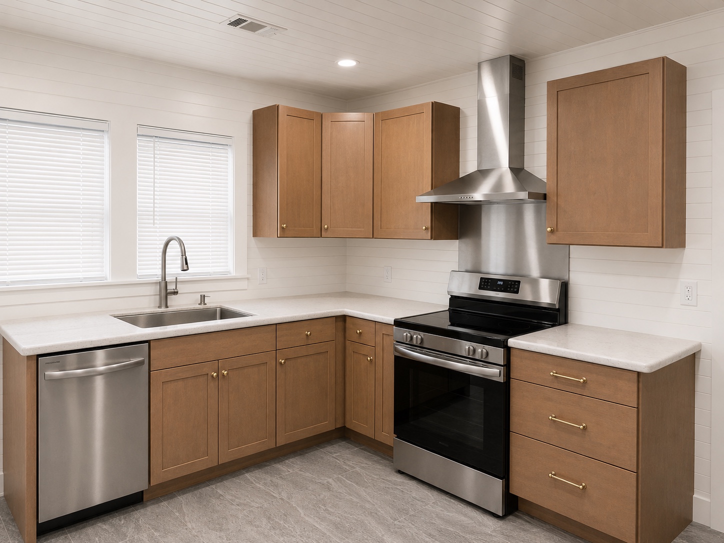 Finished kitchen at Dragonfly Cottage